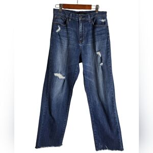 Uniqlo Women's Distressed Blue Straight Leg Jeans